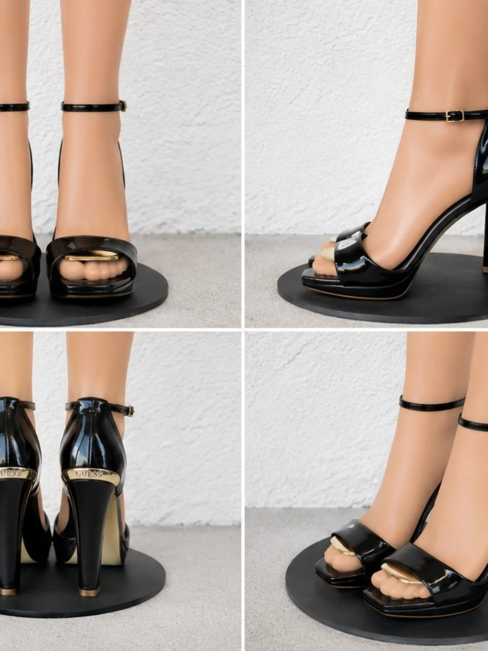 GUESS Black Patent Leather High Heel Sandals